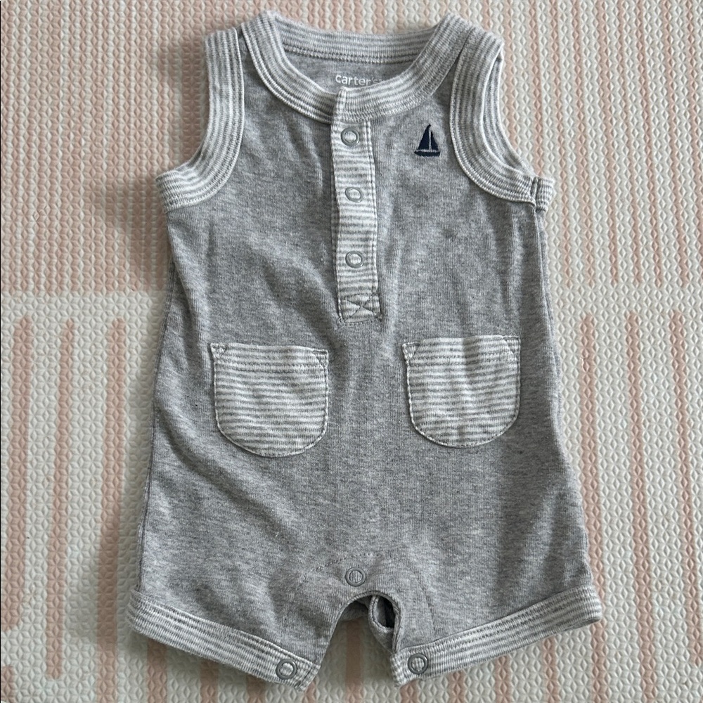 Sailboat Gray Outfit Sleeveless Romper